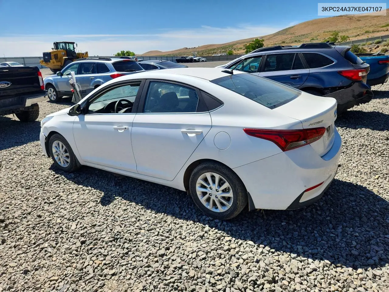 2019 Hyundai Accent Sel VIN: 3KPC24A37KE047107 Lot: 59008616