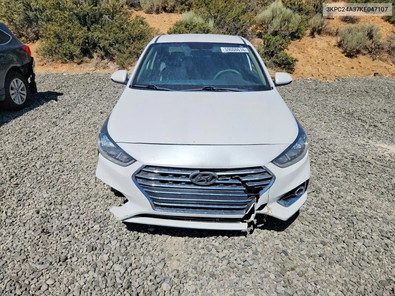 2019 Hyundai Accent Sel VIN: 3KPC24A37KE047107 Lot: 59008616