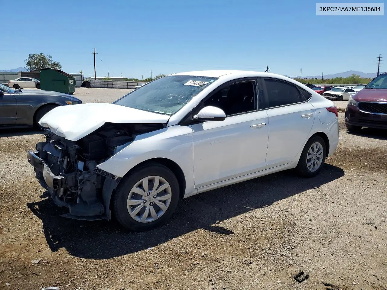 2021 Hyundai Accent Se VIN: 3KPC24A67ME135684 Lot: 57946966