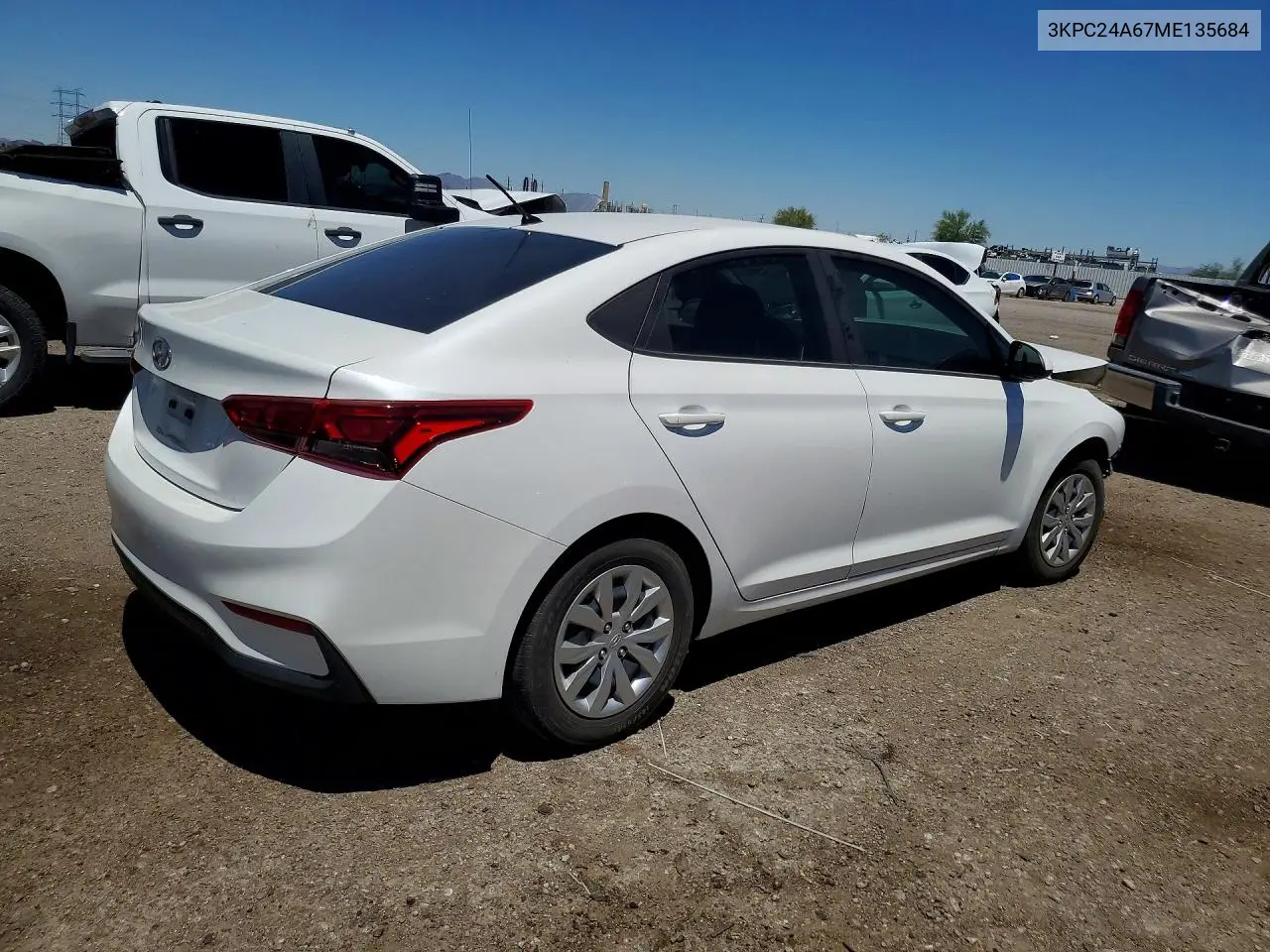 2021 Hyundai Accent Se VIN: 3KPC24A67ME135684 Lot: 57946966