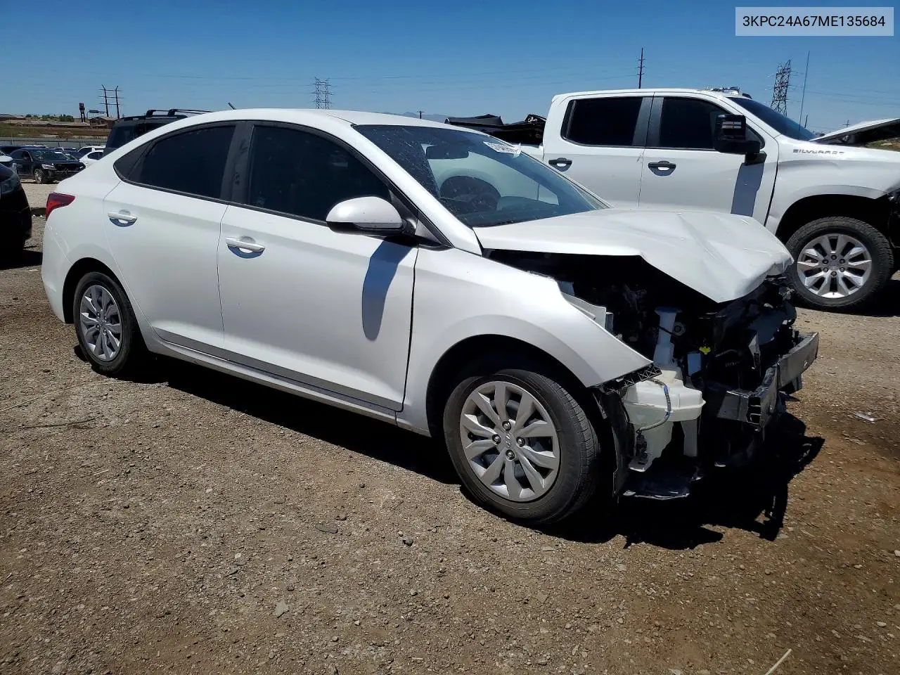 2021 Hyundai Accent Se VIN: 3KPC24A67ME135684 Lot: 57946966