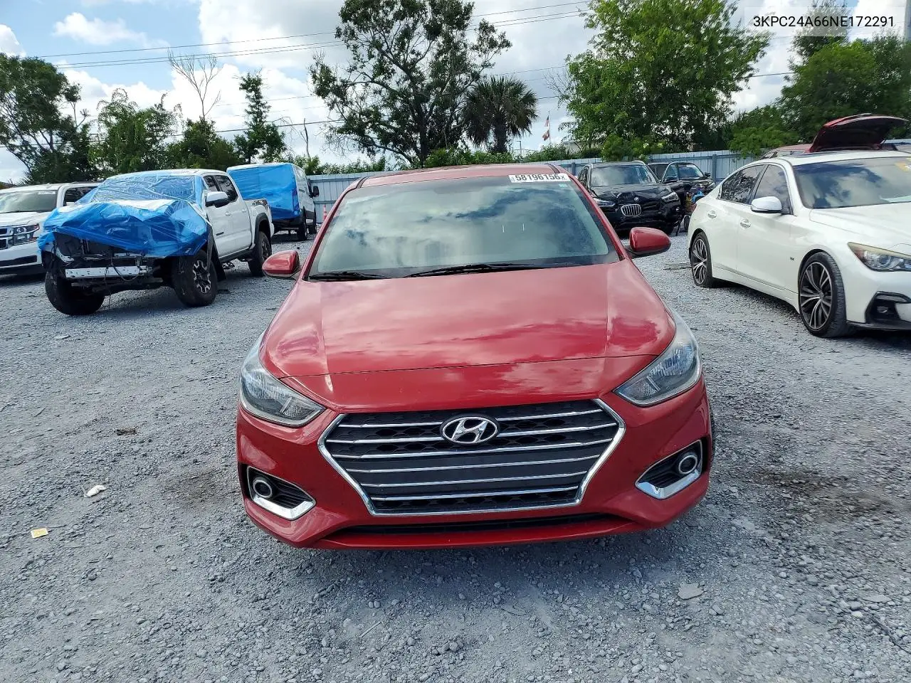 2022 Hyundai Accent Sel VIN: 3KPC24A66NE172291 Lot: 58196156