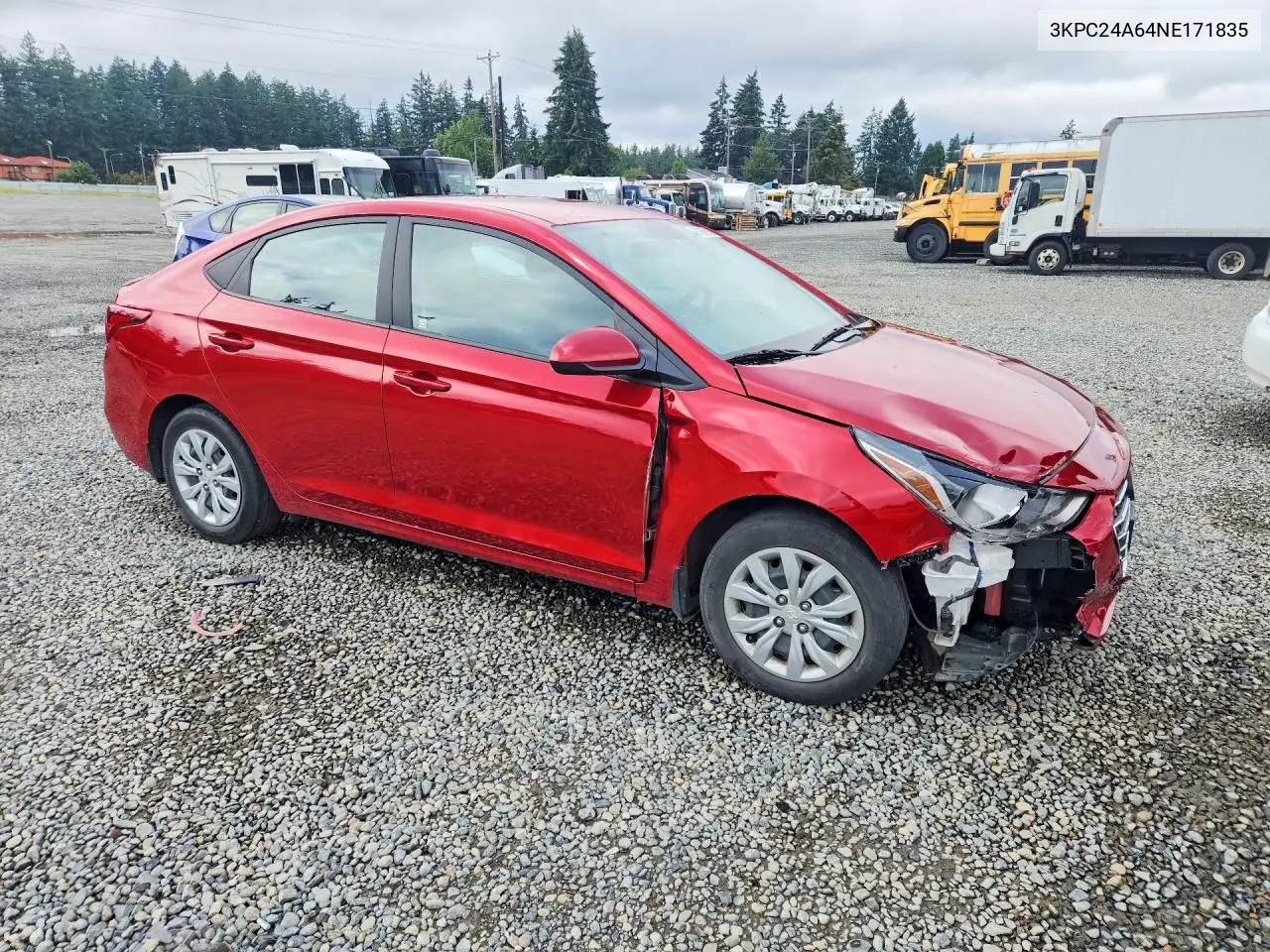 2022 Hyundai Accent Se VIN: 3KPC24A64NE171835 Lot: 60826916