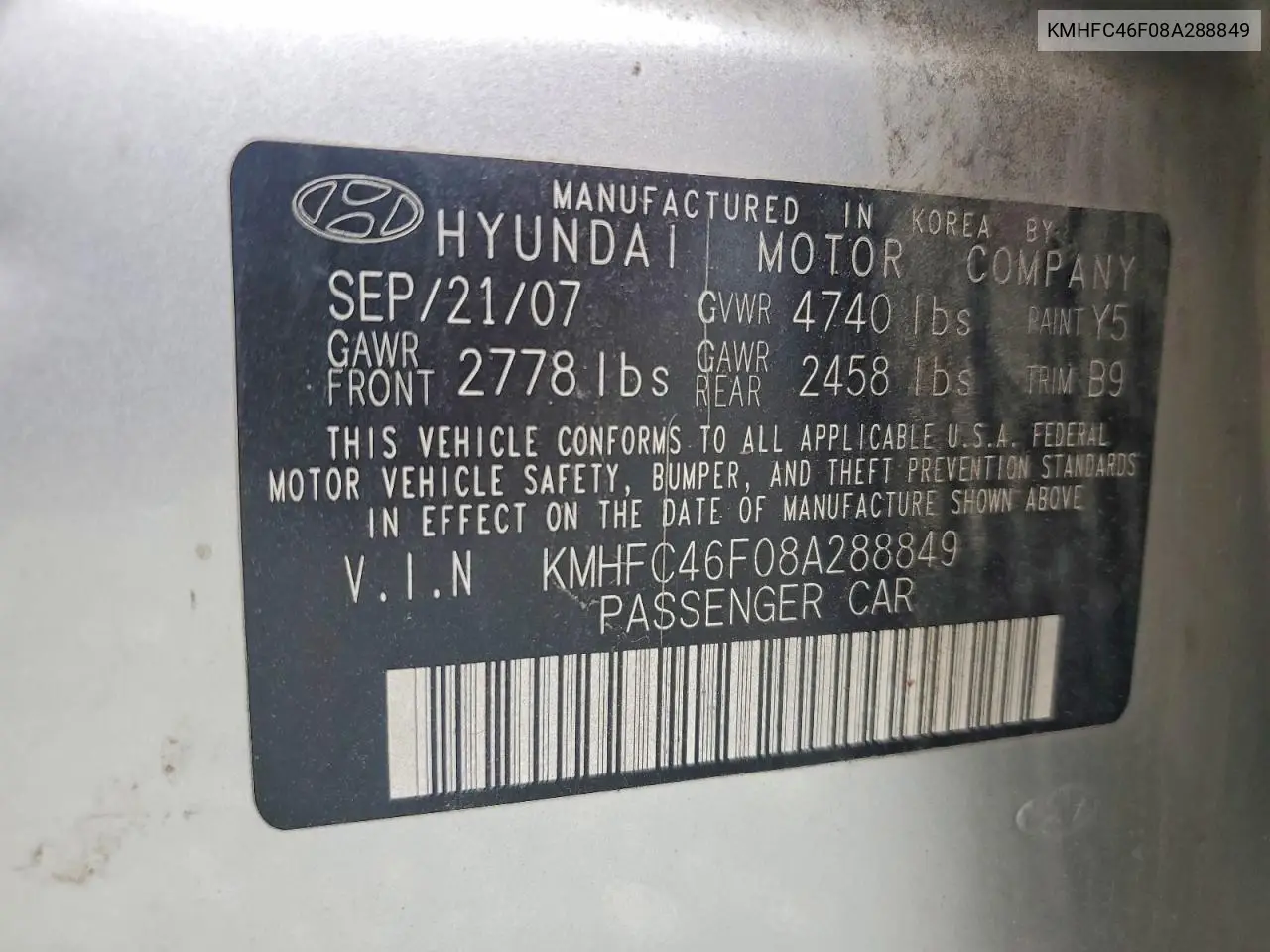 2008 Hyundai Azera Limited VIN: KMHFC46F08A288849 Lot: 52554706