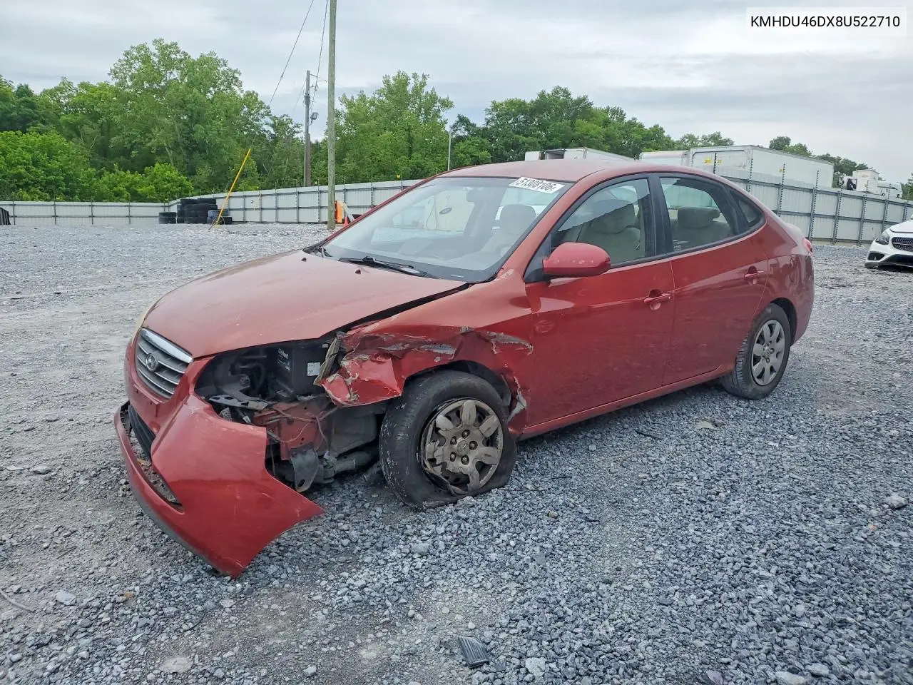 KMHDU46DX8U522710 2008 Hyundai Elantra Gls