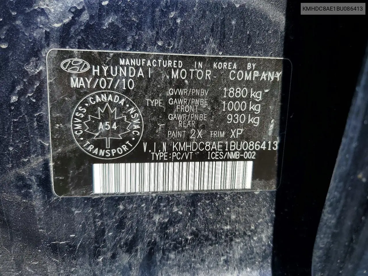 2011 Hyundai Elantra Touring Gls VIN: KMHDC8AE1BU086413 Lot: 60025496