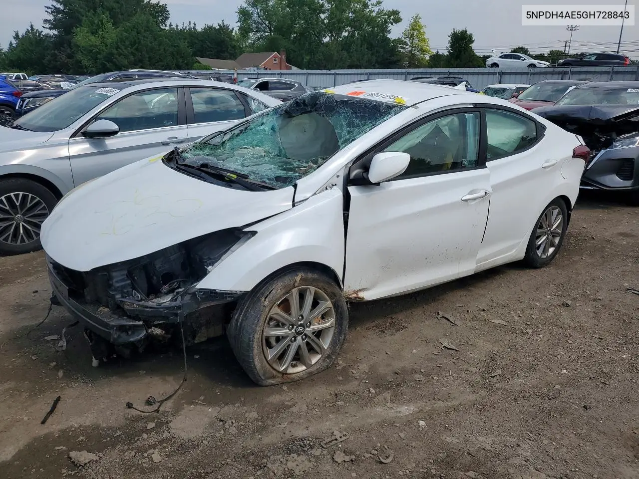 2016 Hyundai Elantra Se VIN: 5NPDH4AE5GH728843 Lot: 60415936