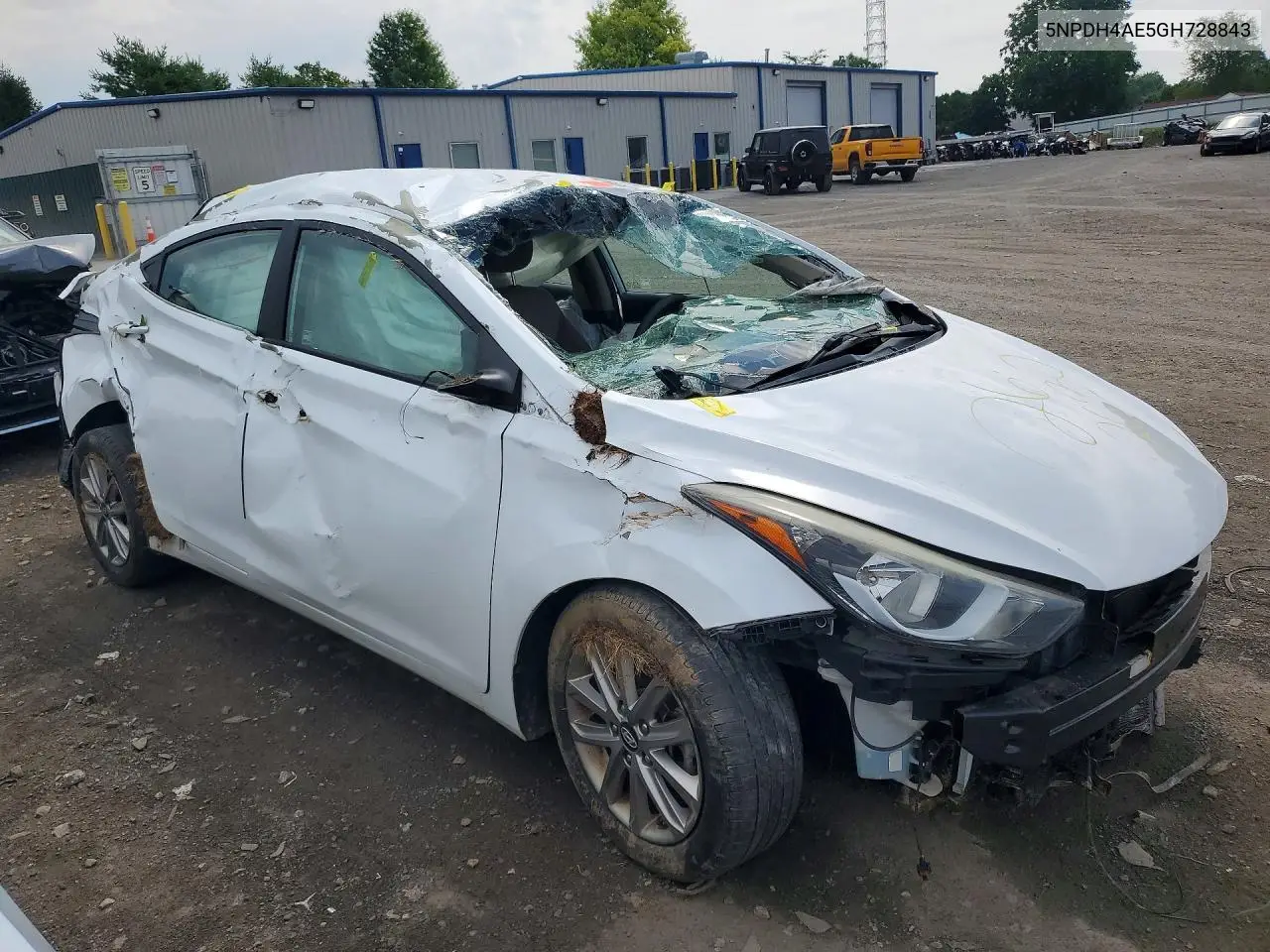 2016 Hyundai Elantra Se VIN: 5NPDH4AE5GH728843 Lot: 60415936