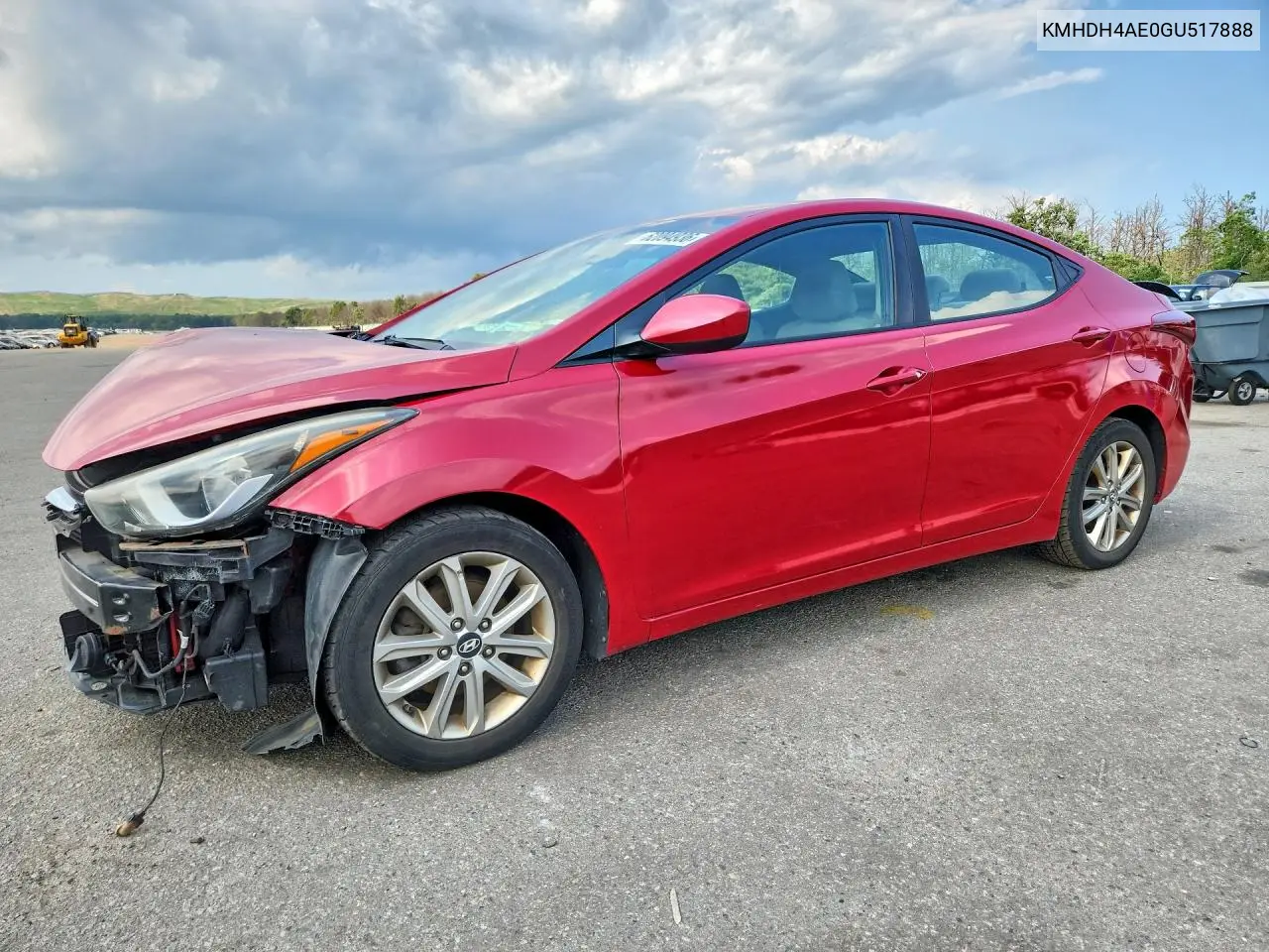 2016 Hyundai Elantra Se VIN: KMHDH4AE0GU517888 Lot: 62094936
