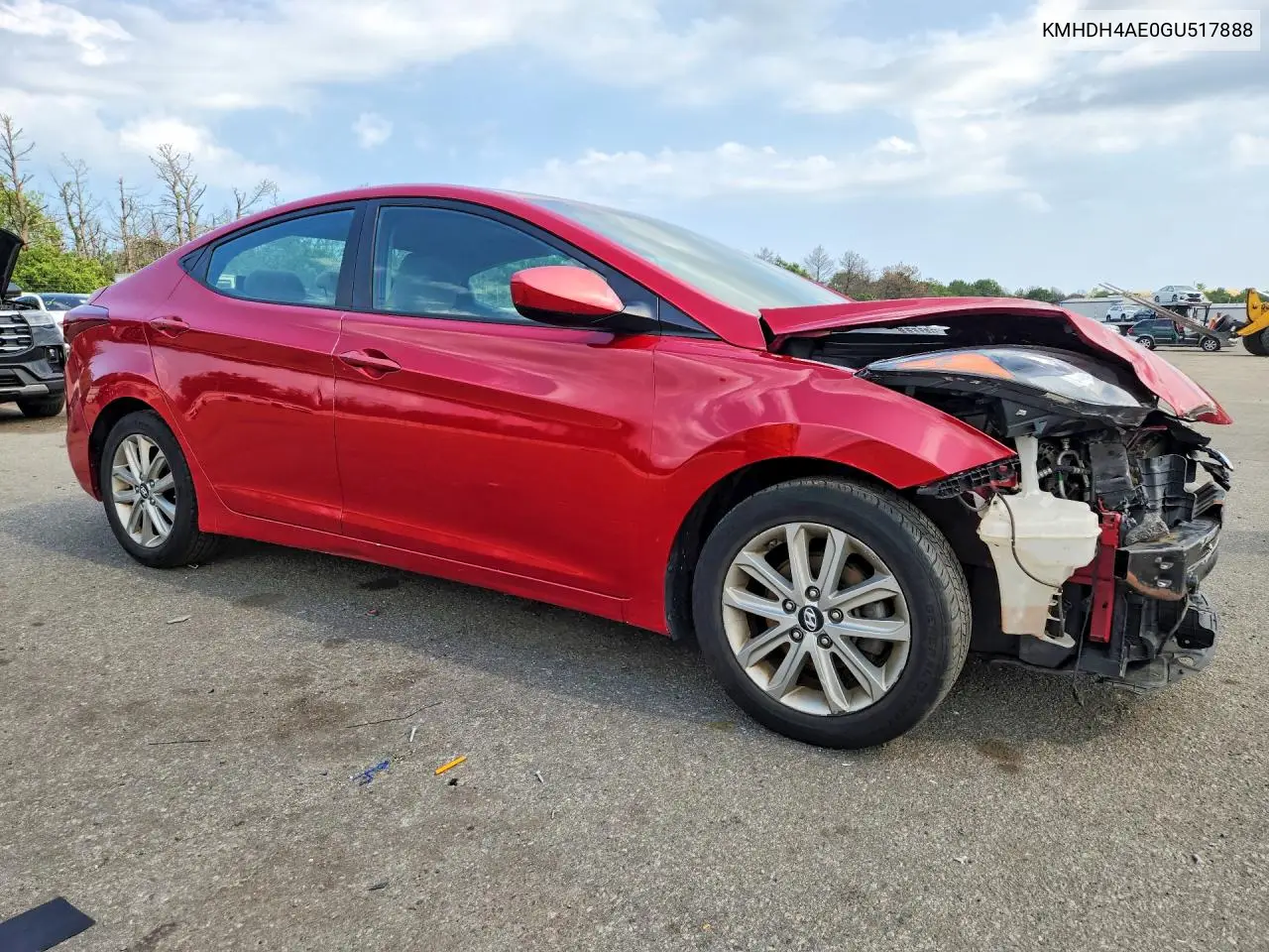 2016 Hyundai Elantra Se VIN: KMHDH4AE0GU517888 Lot: 62094936