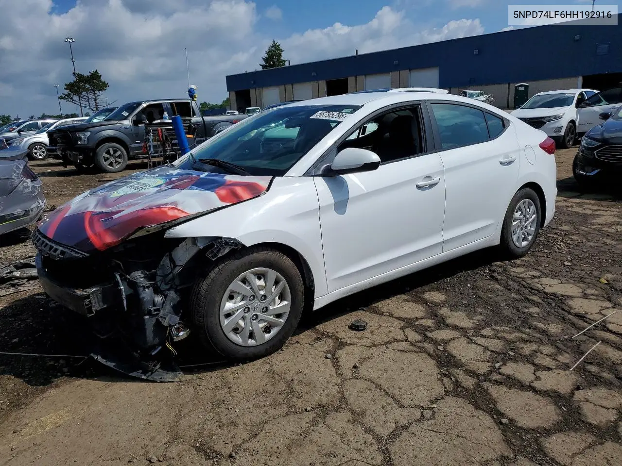 2017 Hyundai Elantra Se VIN: 5NPD74LF6HH192916 Lot: 56795296