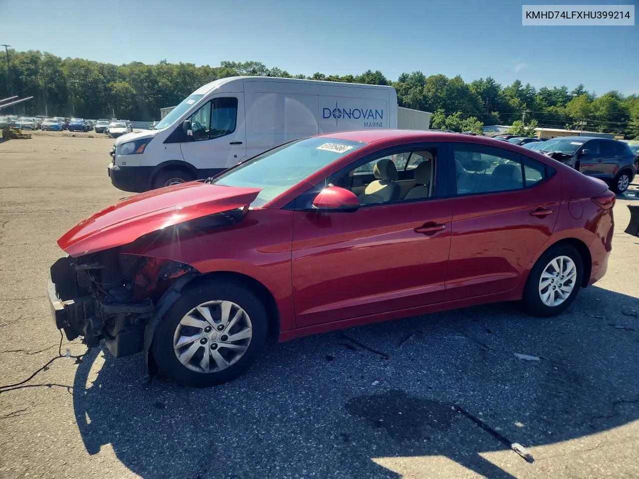 2017 Hyundai Elantra Se VIN: KMHD74LFXHU399214 Lot: 61005466