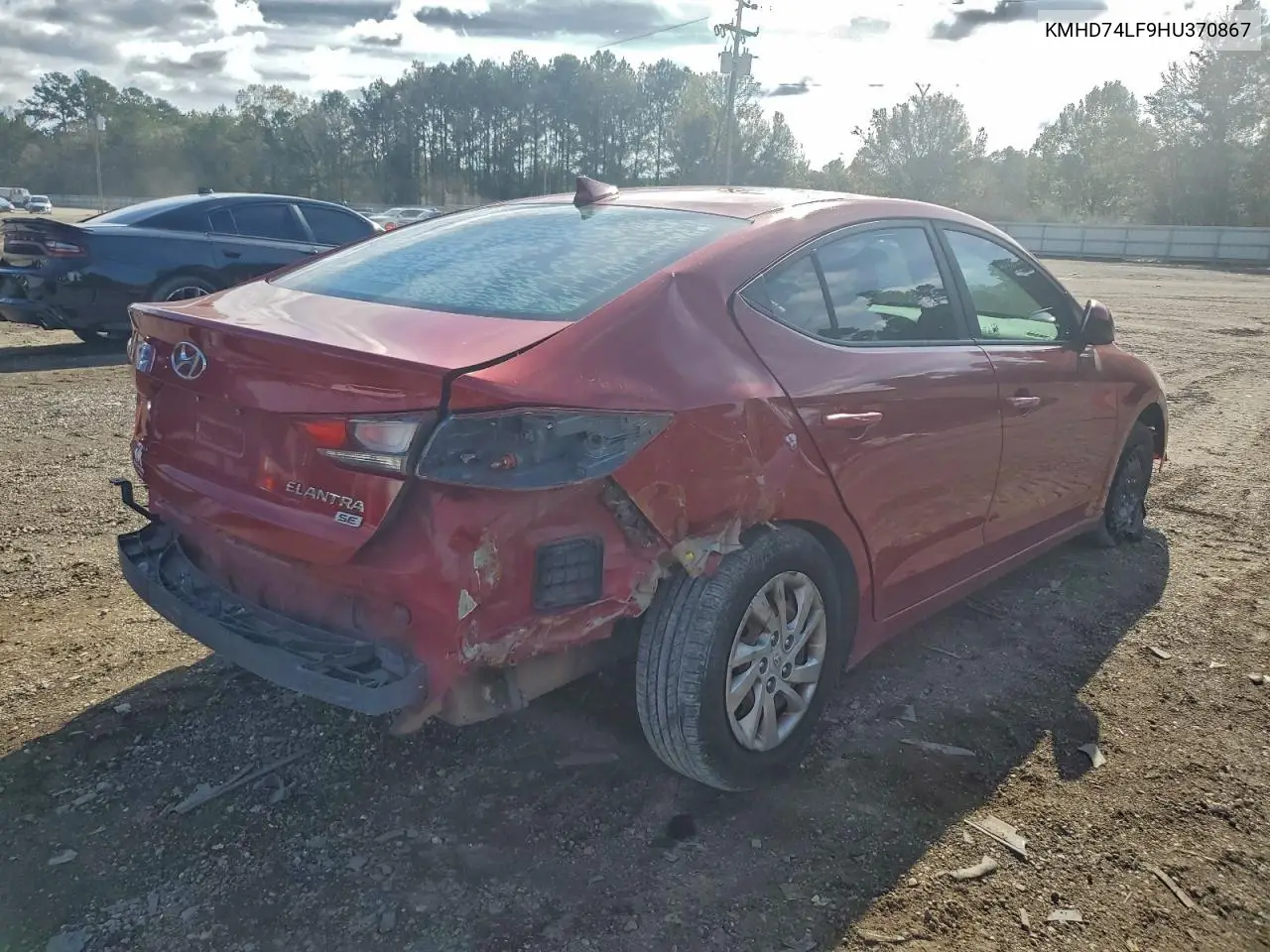 KMHD74LF9HU370867 2017 Hyundai Elantra Se
