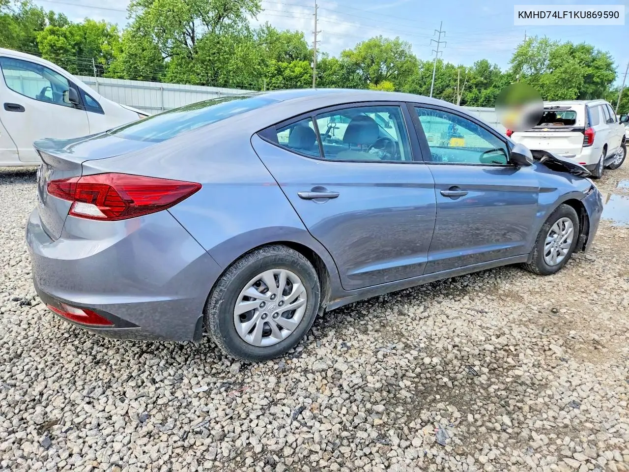 2019 Hyundai Elantra Se VIN: KMHD74LF1KU869590 Lot: 61850786