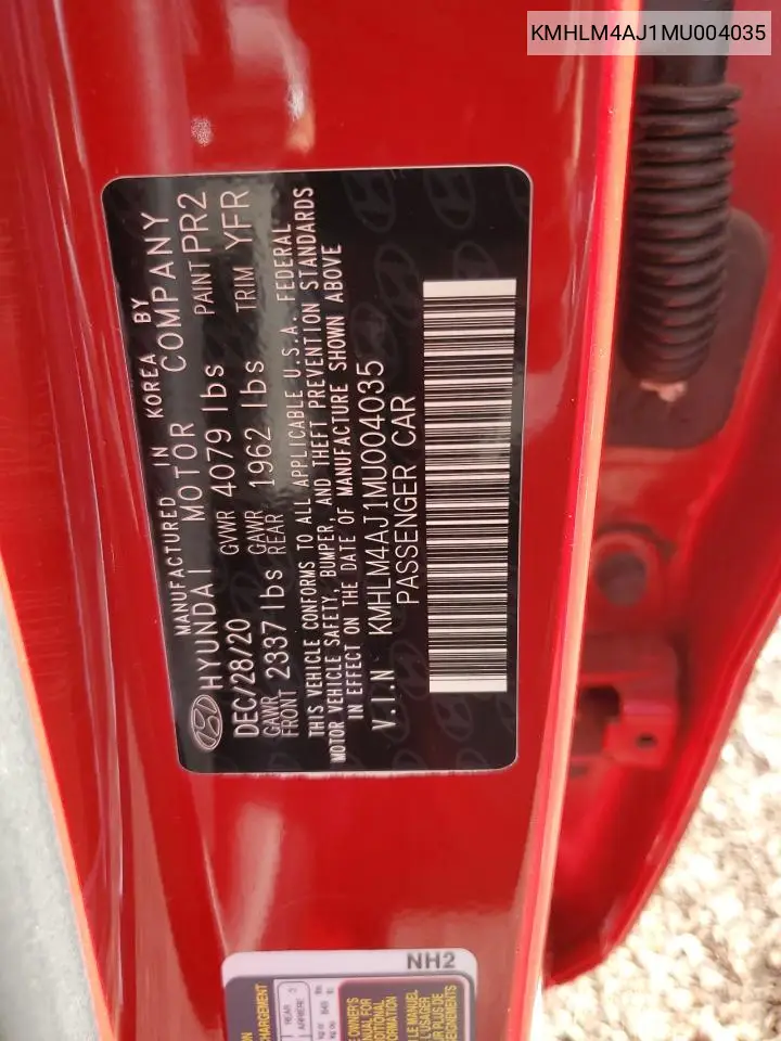 KMHLM4AJ1MU004035 2021 Hyundai Elantra