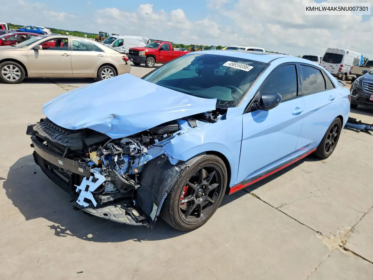 2022 Hyundai Elantra N Base VIN: KMHLW4AK5NU007301 Lot: 49859086