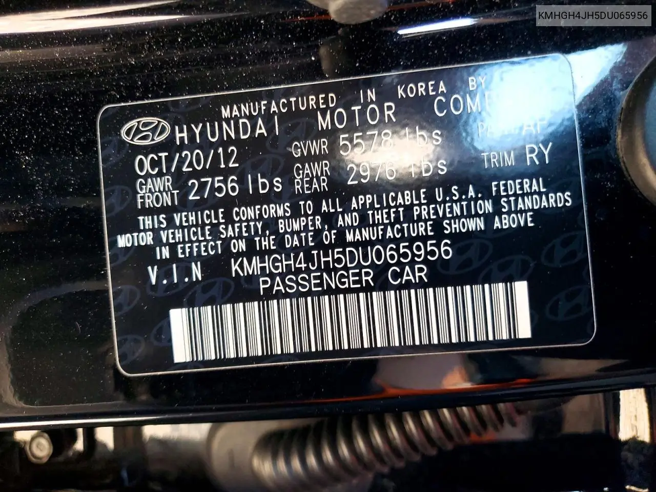 2013 Hyundai Equus Ultimate VIN: KMHGH4JH5DU065956 Lot: 85985715