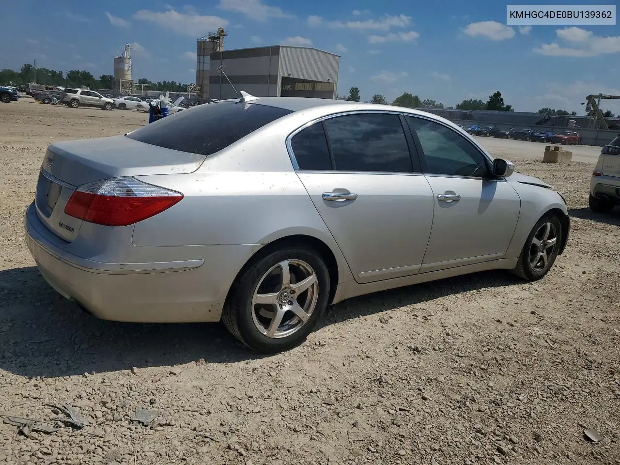 2011 Hyundai Genesis 3.8L VIN: KMHGC4DE0BU139362 Lot: 61088846