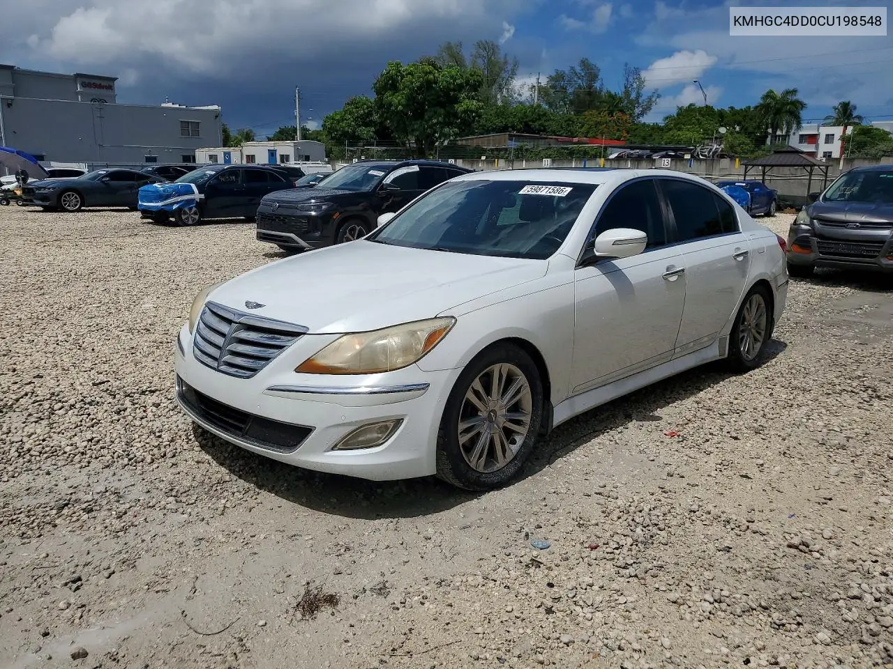 2012 Hyundai Genesis 3.8L VIN: KMHGC4DD0CU198548 Lot: 59871586
