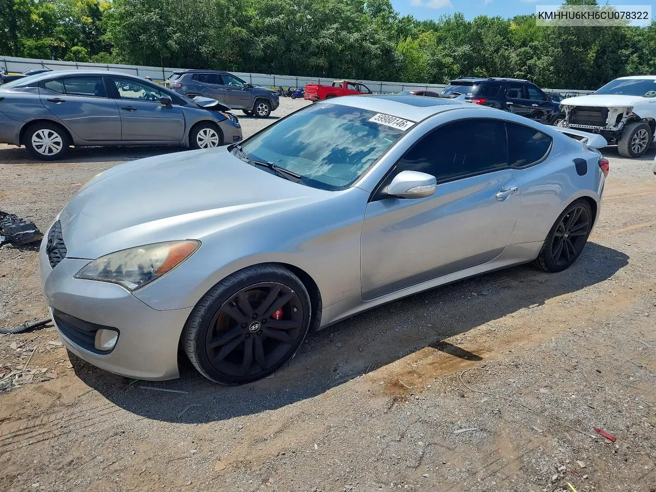 2012 Hyundai Genesis Coupe 3.8L VIN: KMHHU6KH6CU078322 Lot: 59980146