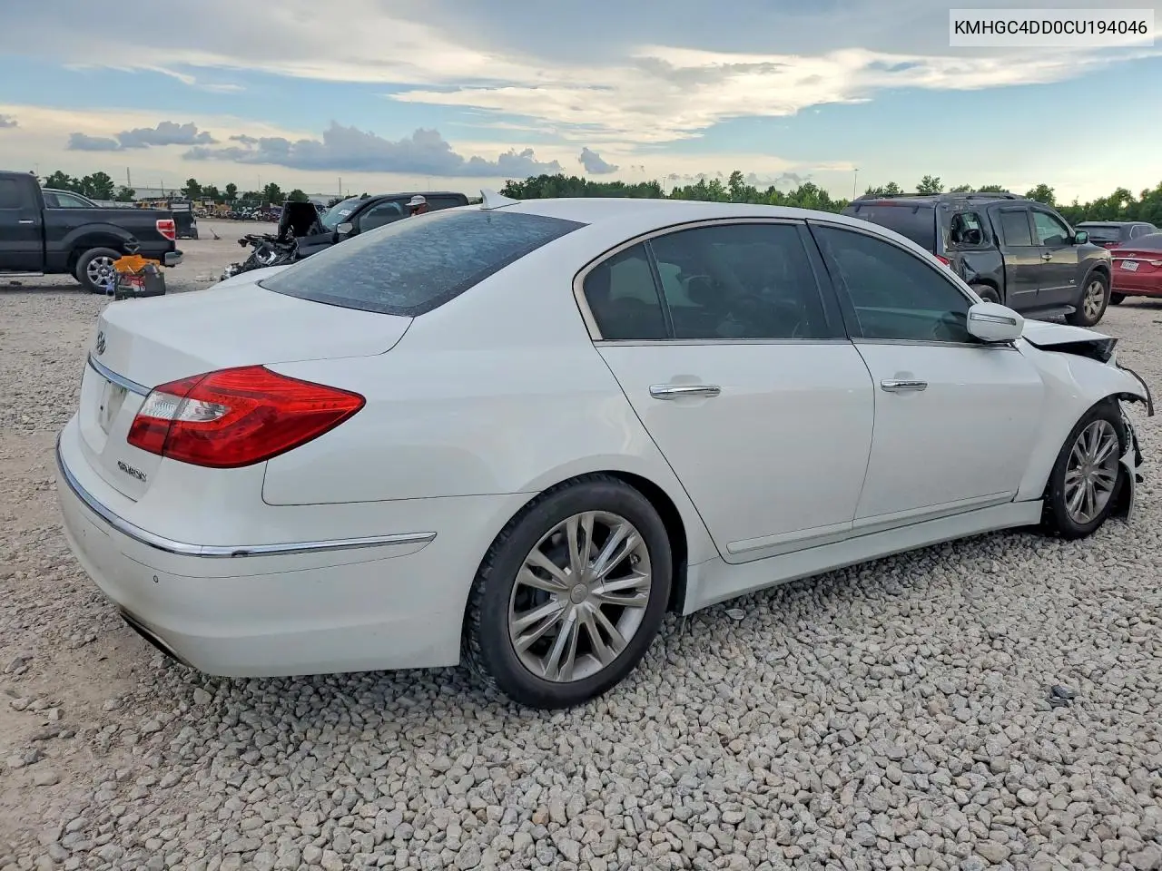 2012 Hyundai Genesis 3.8L VIN: KMHGC4DD0CU194046 Lot: 60272476