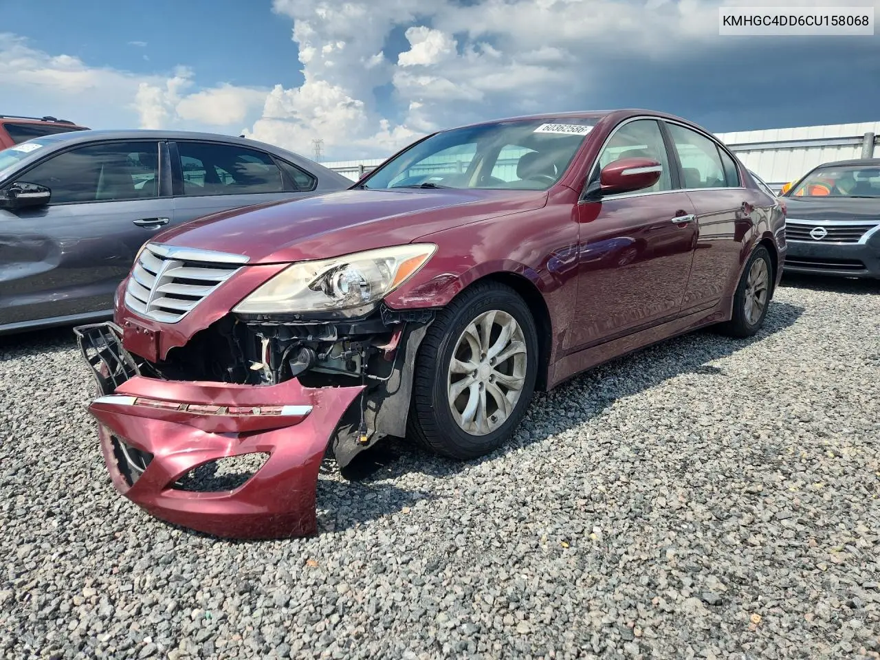 2012 Hyundai Genesis 3.8L VIN: KMHGC4DD6CU158068 Lot: 60362586