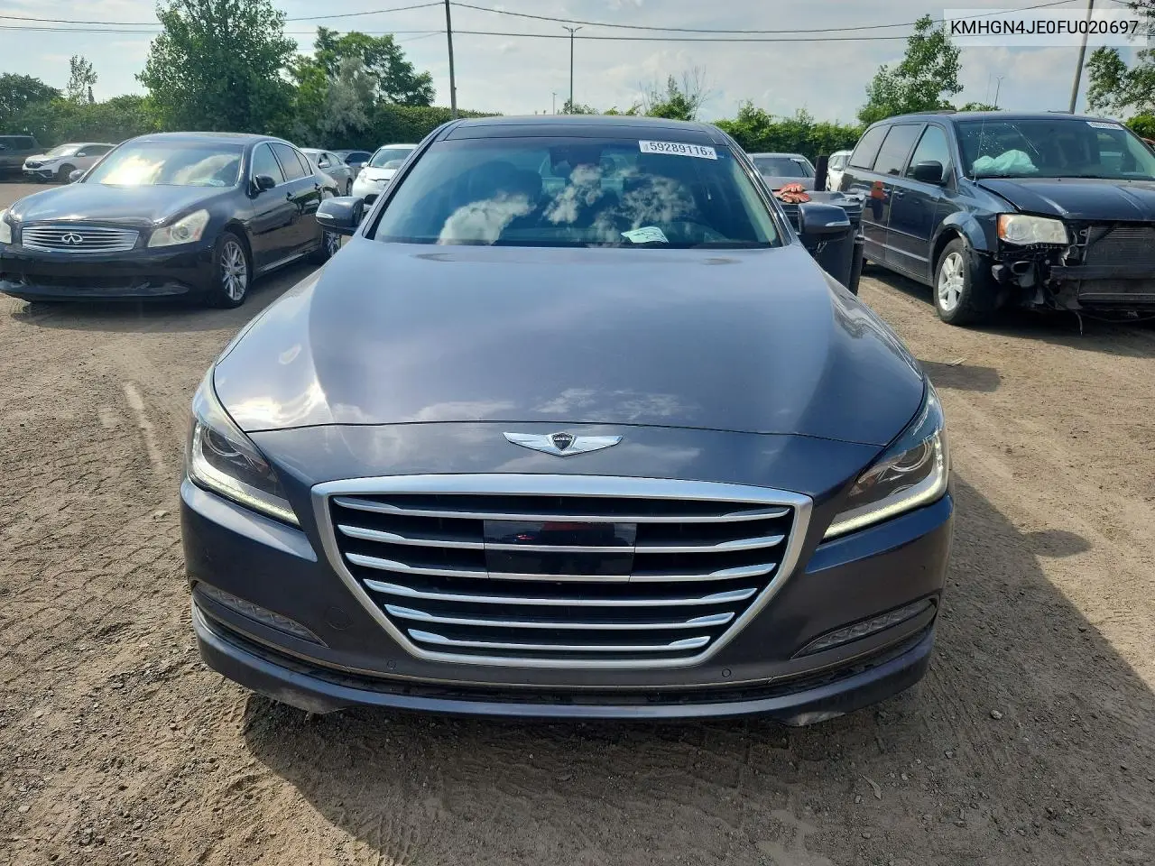 2015 Hyundai Genesis 3.8L VIN: KMHGN4JE0FU020697 Lot: 59289116