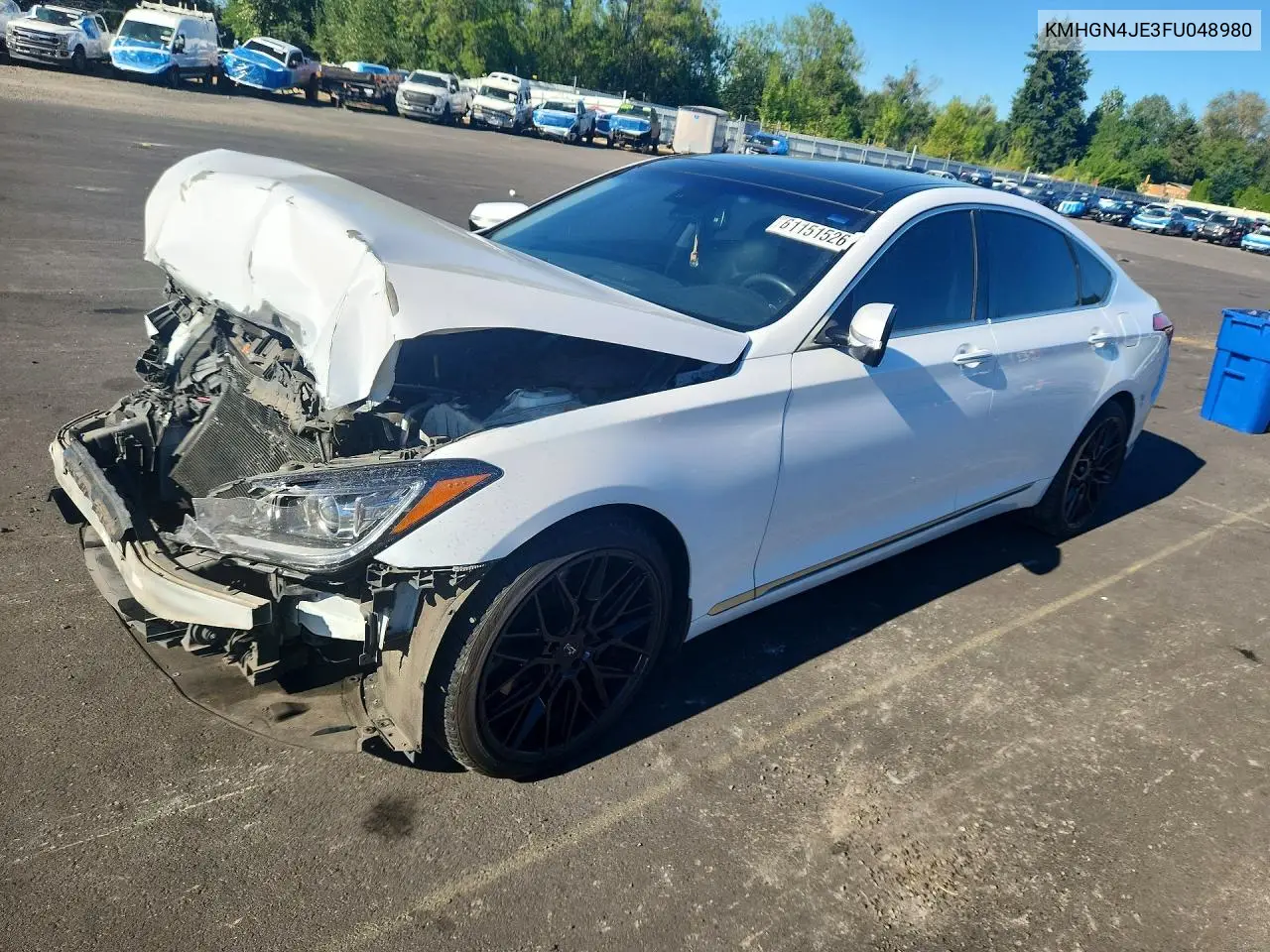 2015 Hyundai Genesis 3.8L VIN: KMHGN4JE3FU048980 Lot: 61151526
