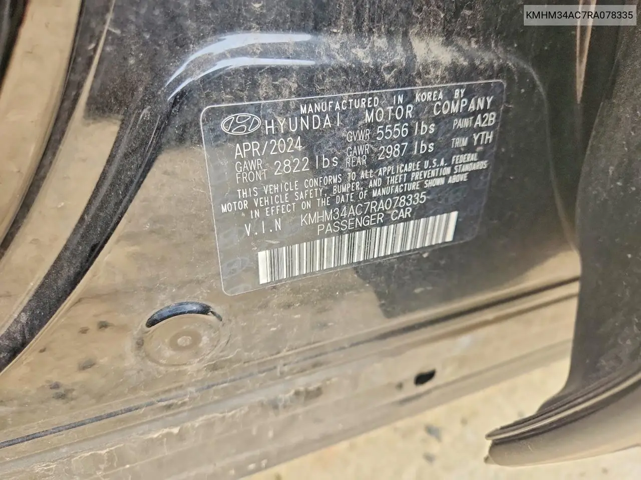 2024 Hyundai Ioniq 6 Sel VIN: KMHM34AC7RA078335 Lot: 61405446