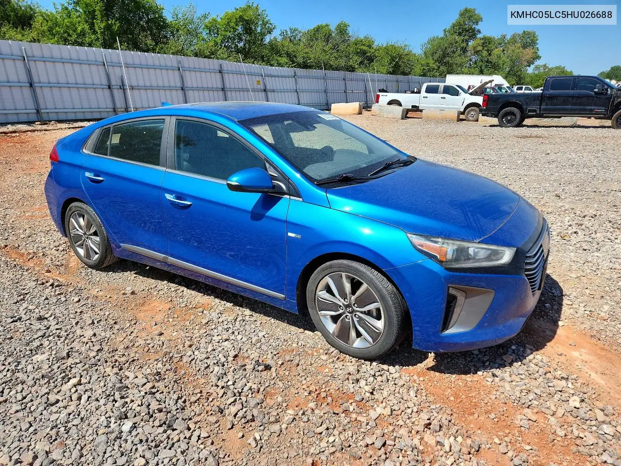 2017 Hyundai Ioniq Limited VIN: KMHC05LC5HU026688 Lot: 60169426