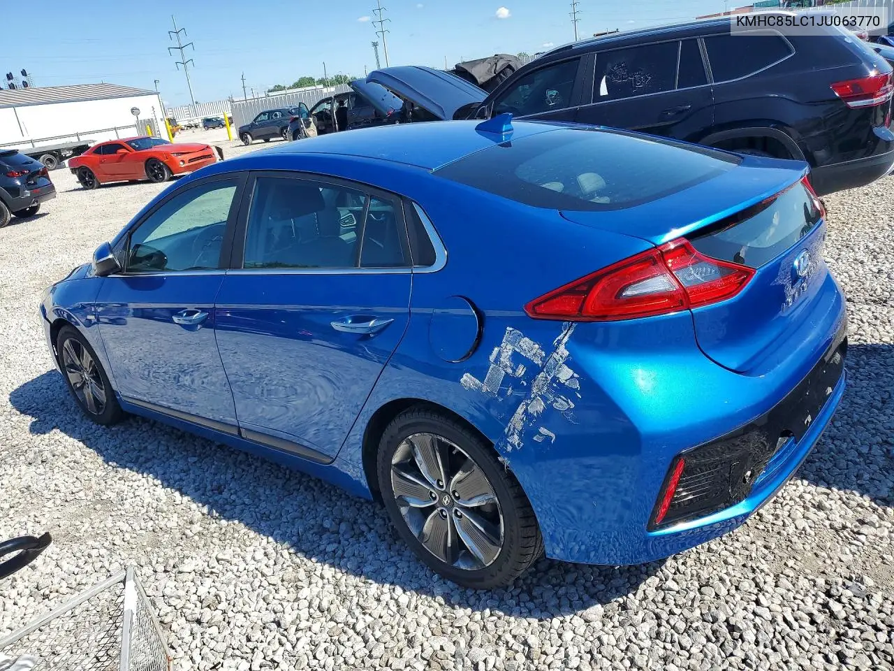 2018 Hyundai Ioniq Limited VIN: KMHC85LC1JU063770 Lot: 58209436