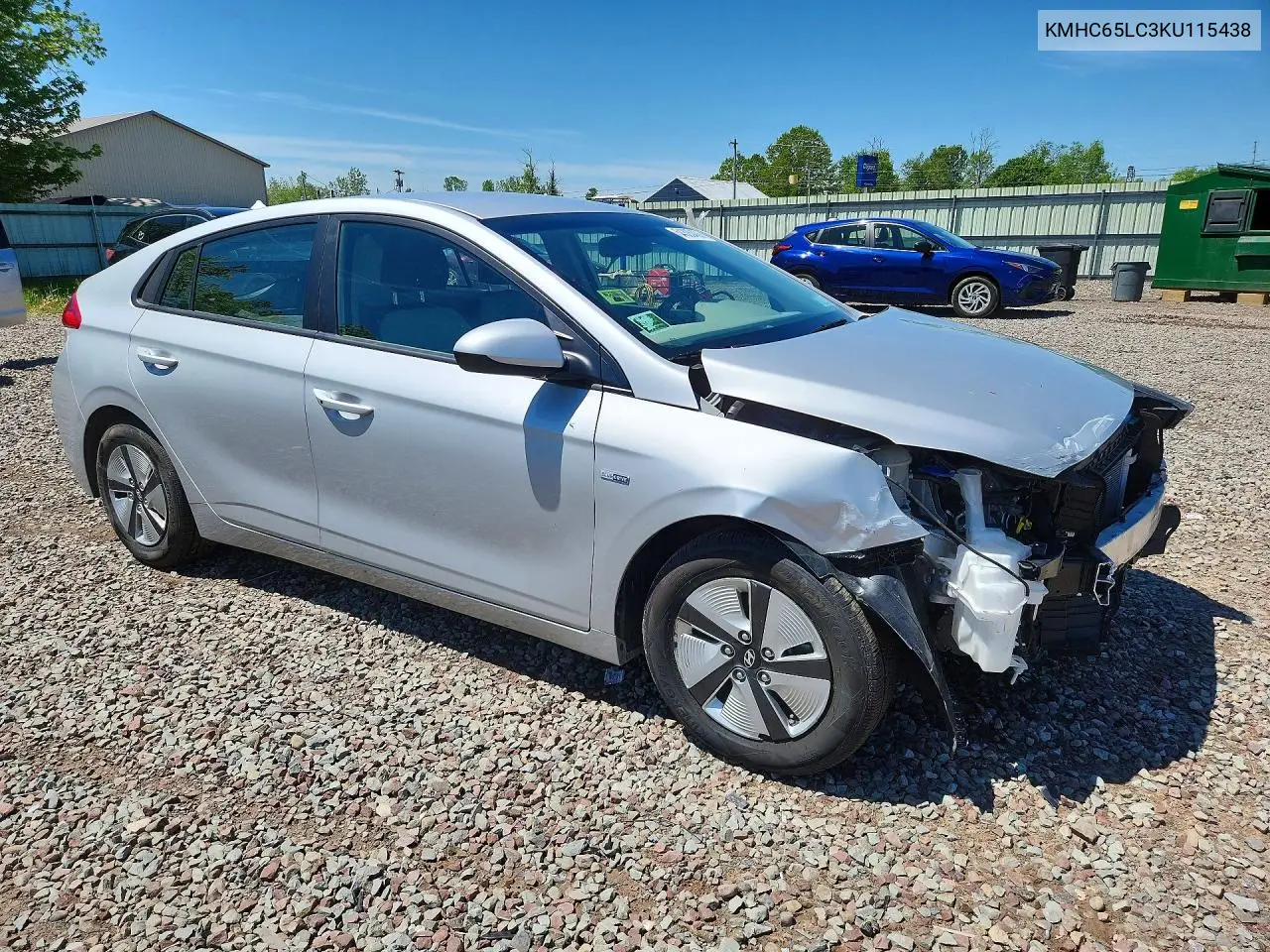 2019 Hyundai Ioniq Blue VIN: KMHC65LC3KU115438 Lot: 54305436