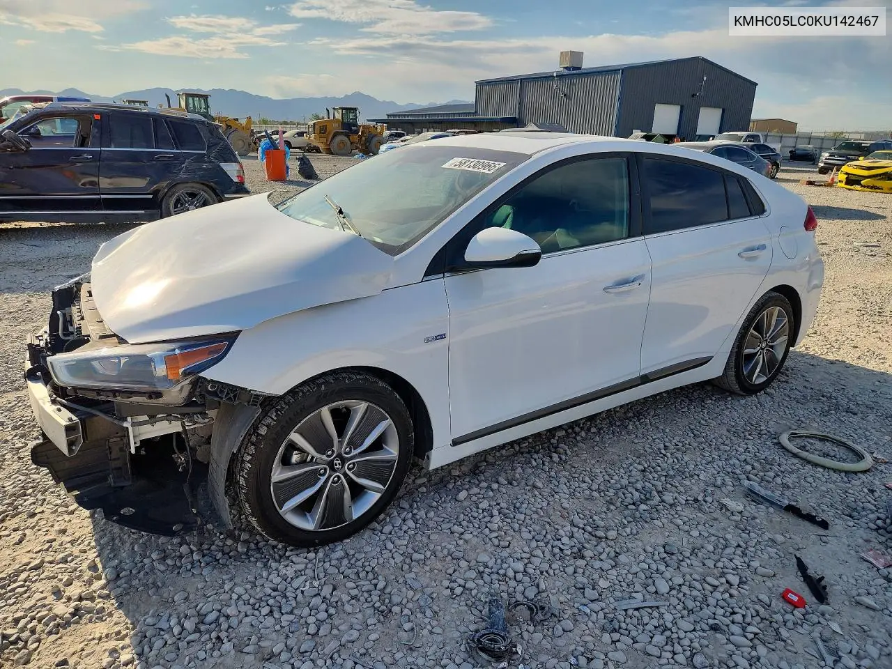 2019 Hyundai Ioniq Limited VIN: KMHC05LC0KU142467 Lot: 58130966