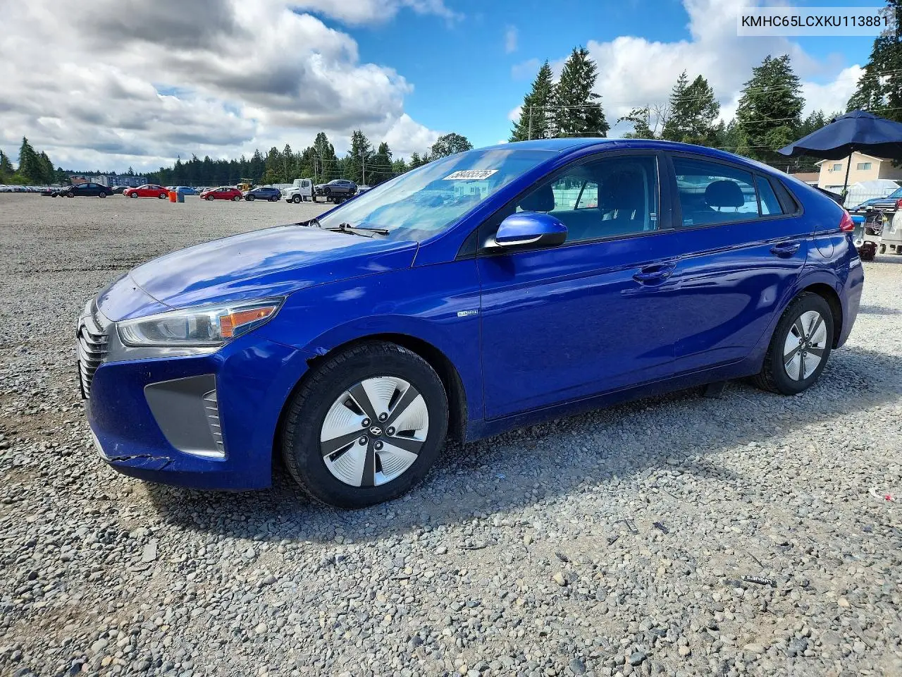 2019 Hyundai Ioniq Blue VIN: KMHC65LCXKU113881 Lot: 58485576