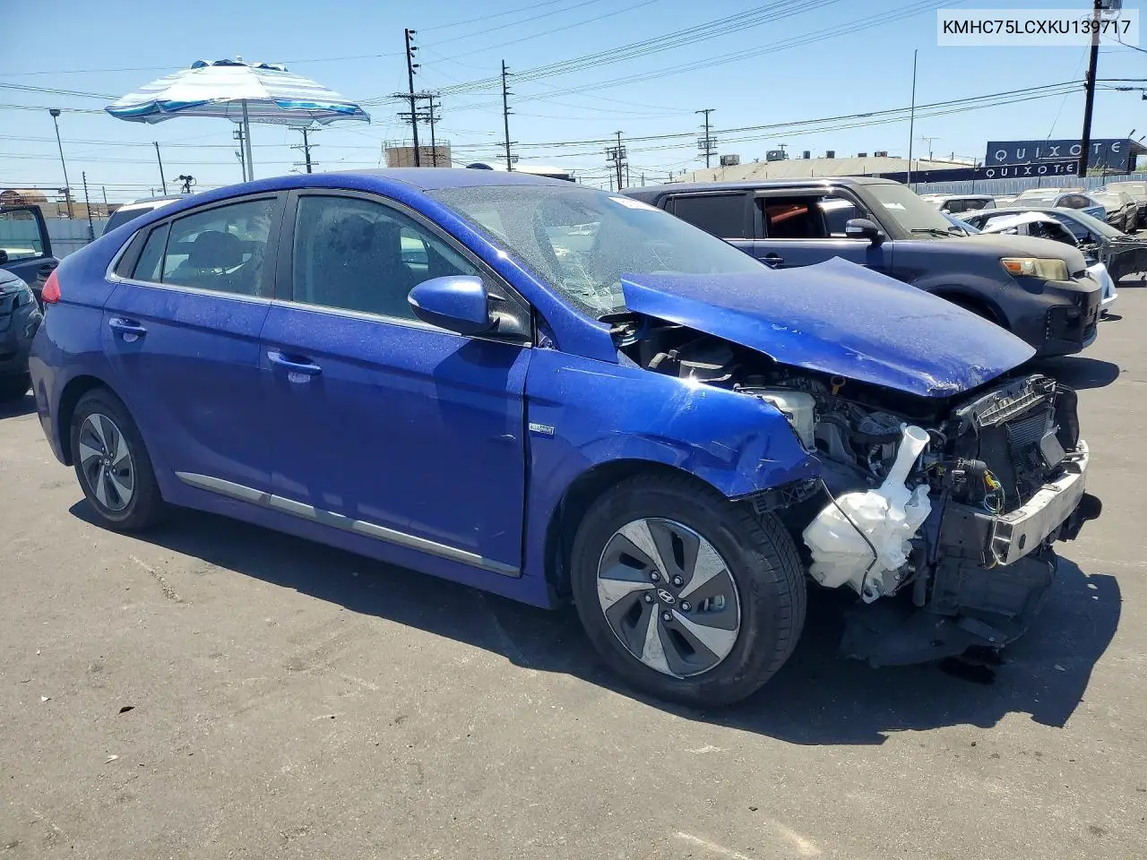 2019 Hyundai Ioniq Sel VIN: KMHC75LCXKU139717 Lot: 61000636