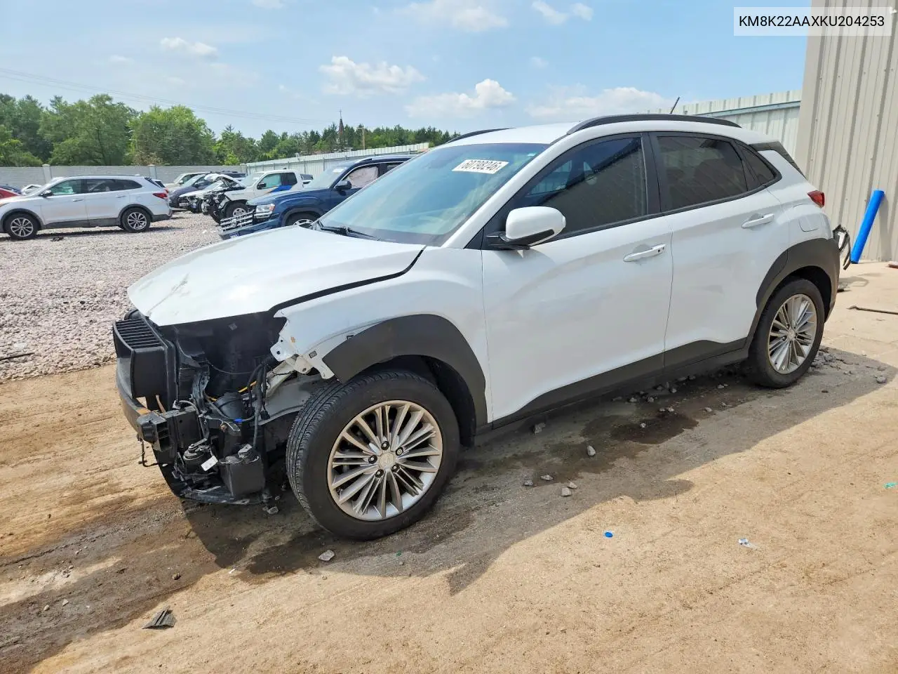 2019 Hyundai Kona Sel VIN: KM8K22AAXKU204253 Lot: 60798246