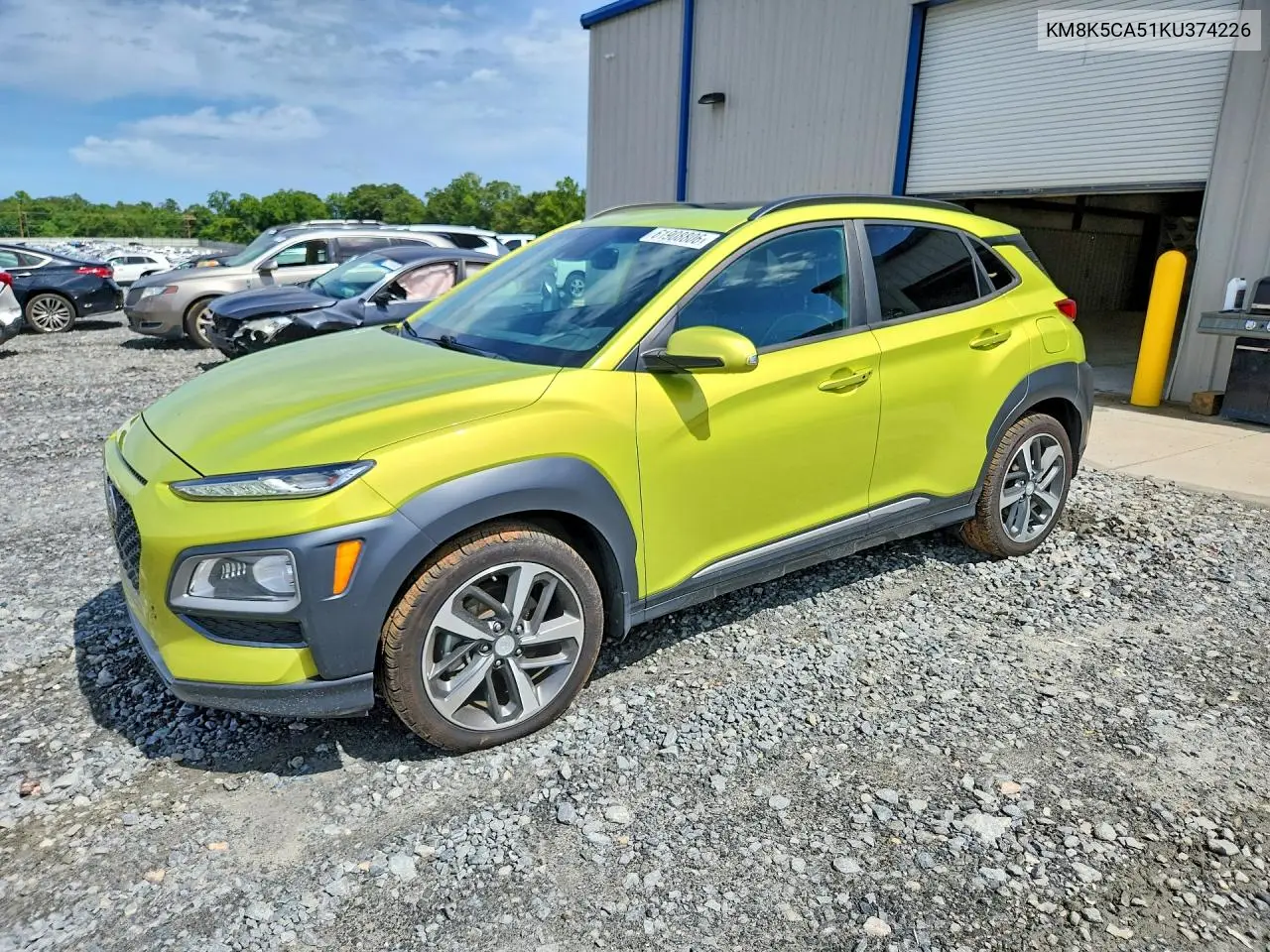 2019 Hyundai Kona Ultimate VIN: KM8K5CA51KU374226 Lot: 61908806