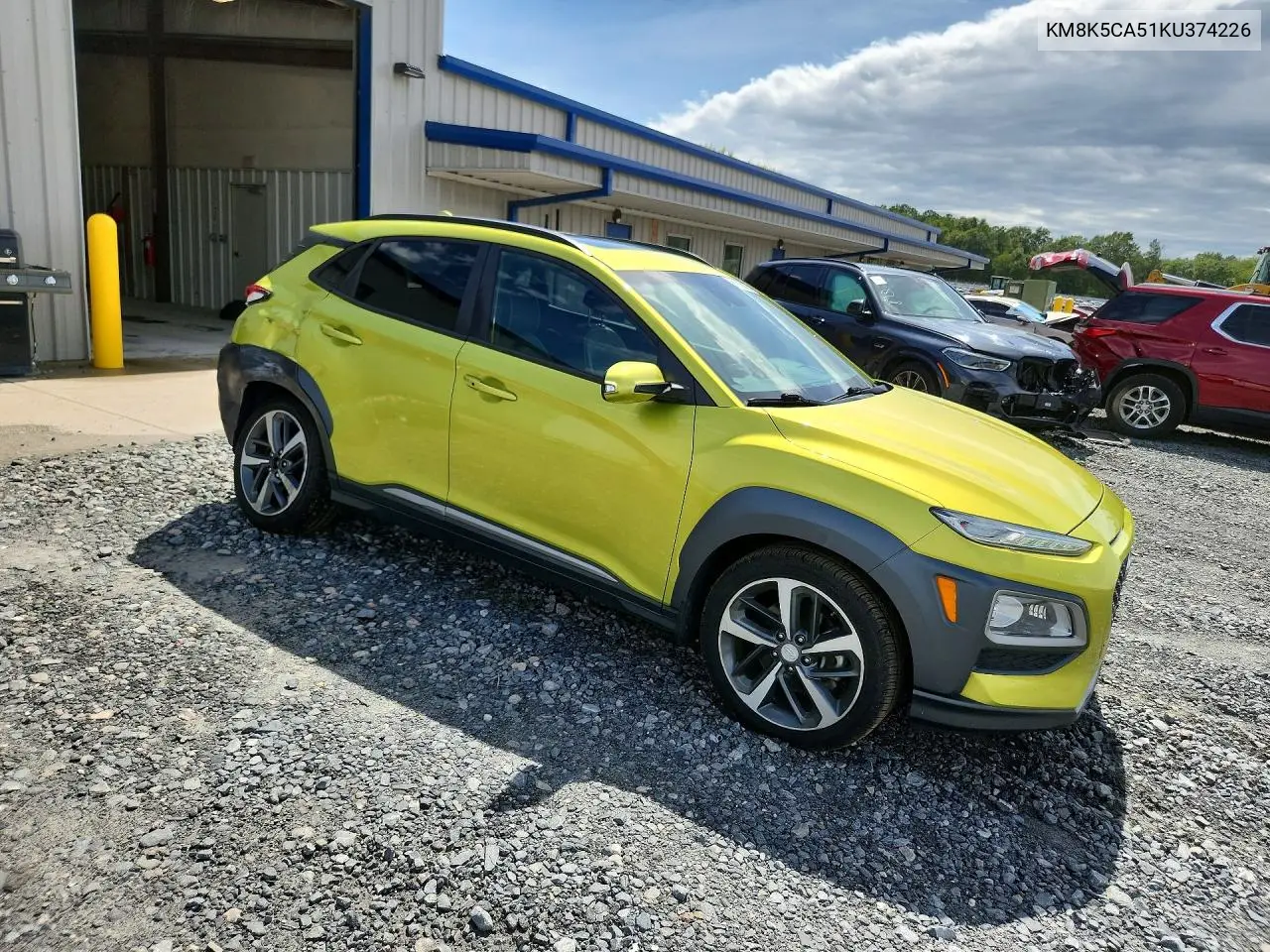 2019 Hyundai Kona Ultimate VIN: KM8K5CA51KU374226 Lot: 61908806