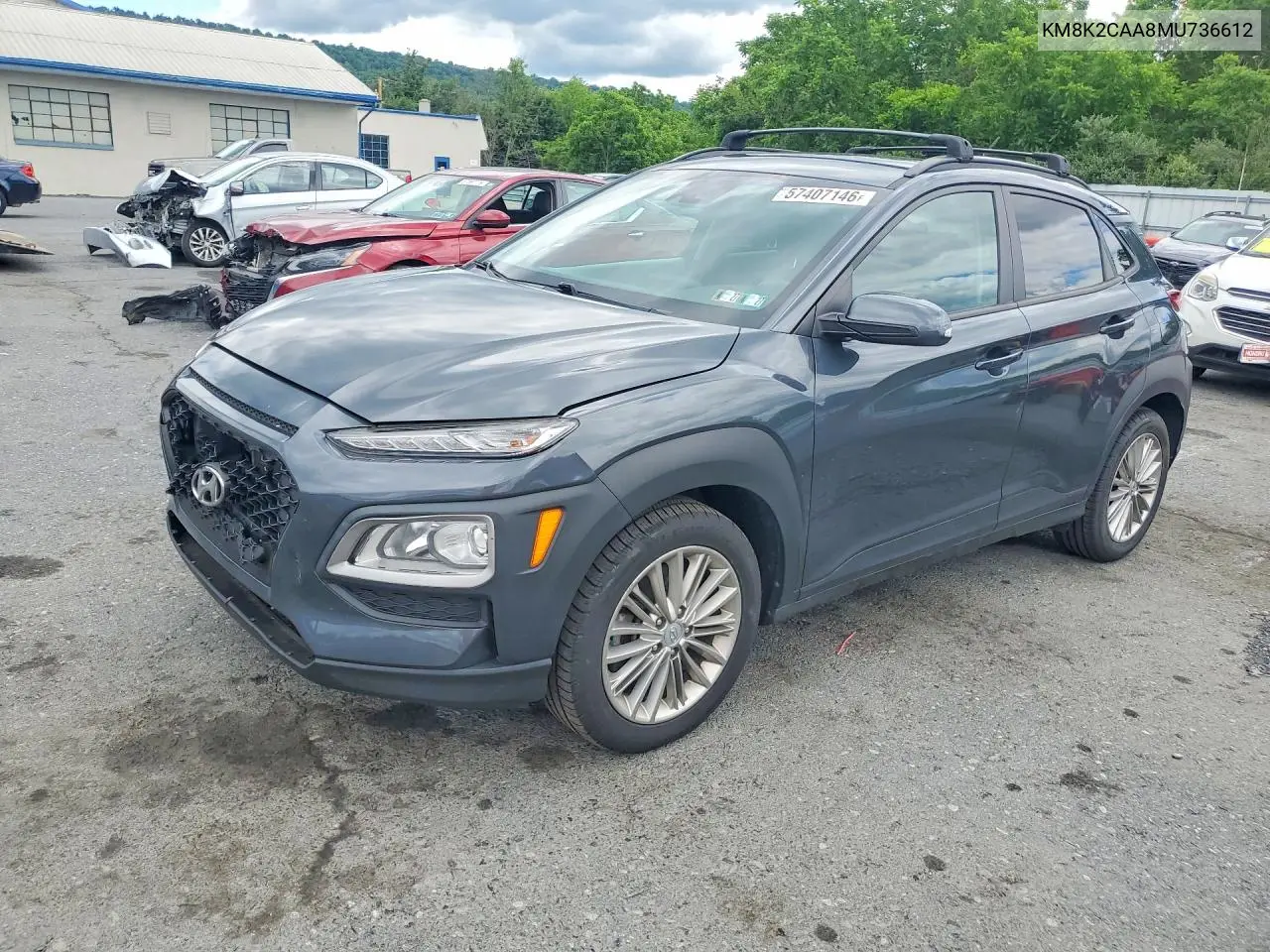 2021 Hyundai Kona Sel VIN: KM8K2CAA8MU736612 Lot: 57407146