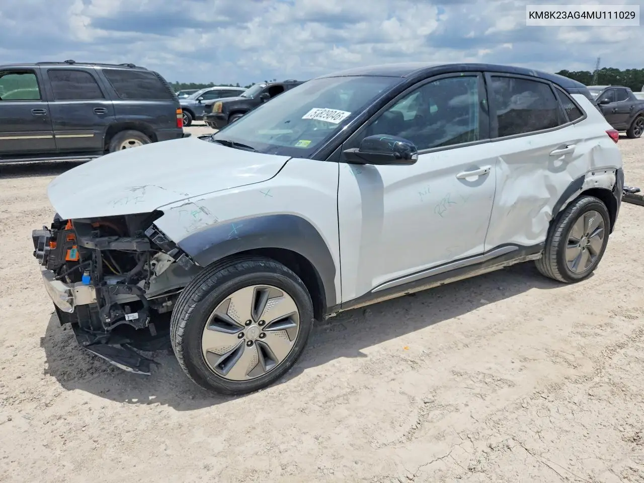 2021 Hyundai Kona Sel VIN: KM8K23AG4MU111029 Lot: 57829046