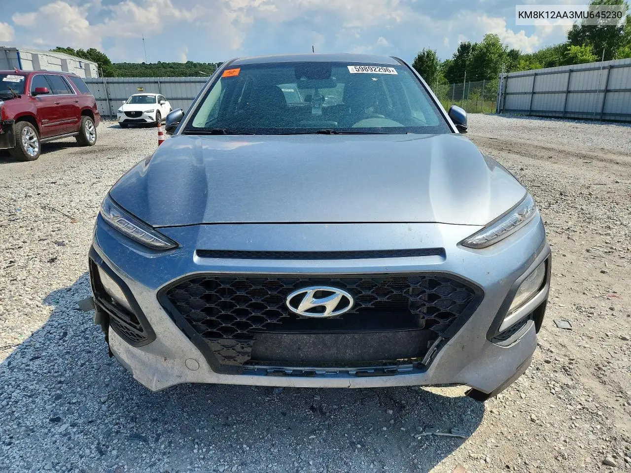 2021 Hyundai Kona Se VIN: KM8K12AA3MU645230 Lot: 59892296