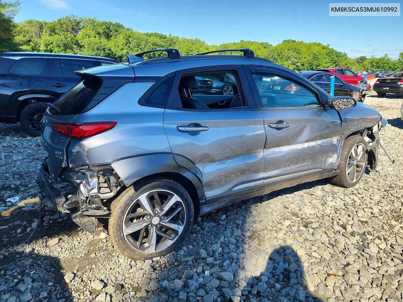 2021 Hyundai Kona Ultimate VIN: KM8K5CA53MU610992 Lot: 59975236