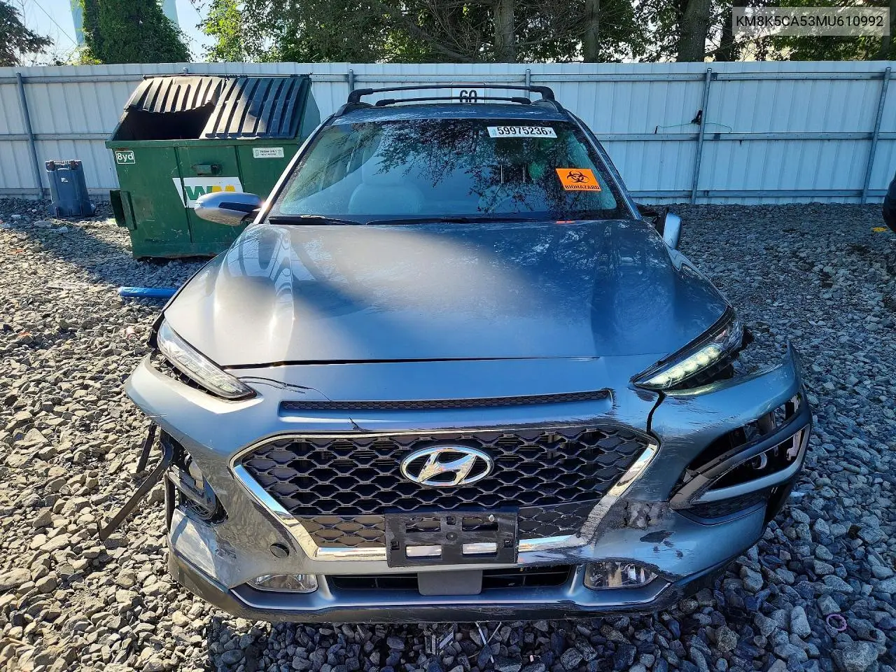 2021 Hyundai Kona Ultimate VIN: KM8K5CA53MU610992 Lot: 59975236