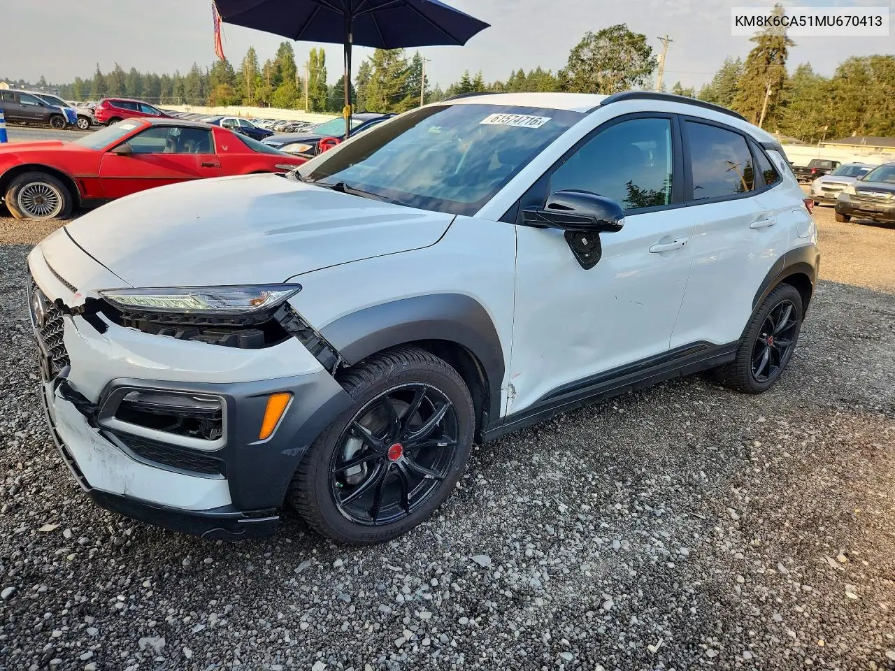 2021 Hyundai Kona Night VIN: KM8K6CA51MU670413 Lot: 61574716