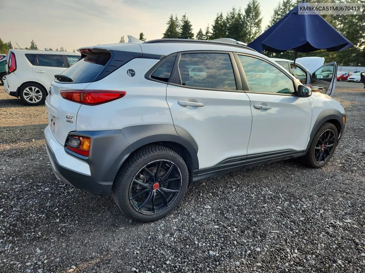 2021 Hyundai Kona Night VIN: KM8K6CA51MU670413 Lot: 61574716