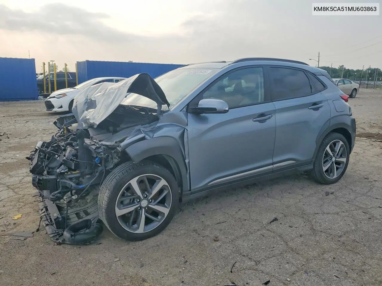 2021 Hyundai Kona Ultimate VIN: KM8K5CA51MU603863 Lot: 61607646