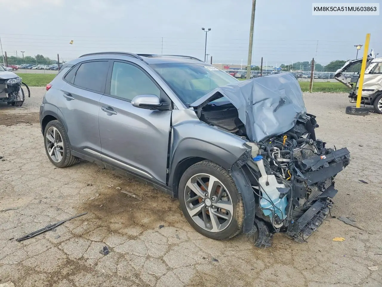 2021 Hyundai Kona Ultimate VIN: KM8K5CA51MU603863 Lot: 61607646