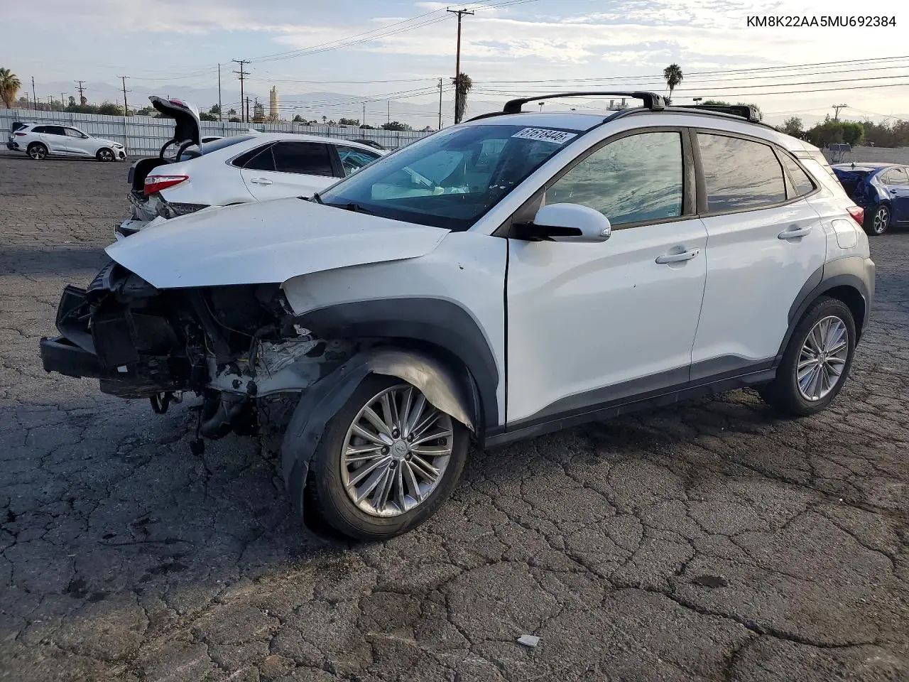 2021 Hyundai Kona Sel VIN: KM8K22AA5MU692384 Lot: 61618446