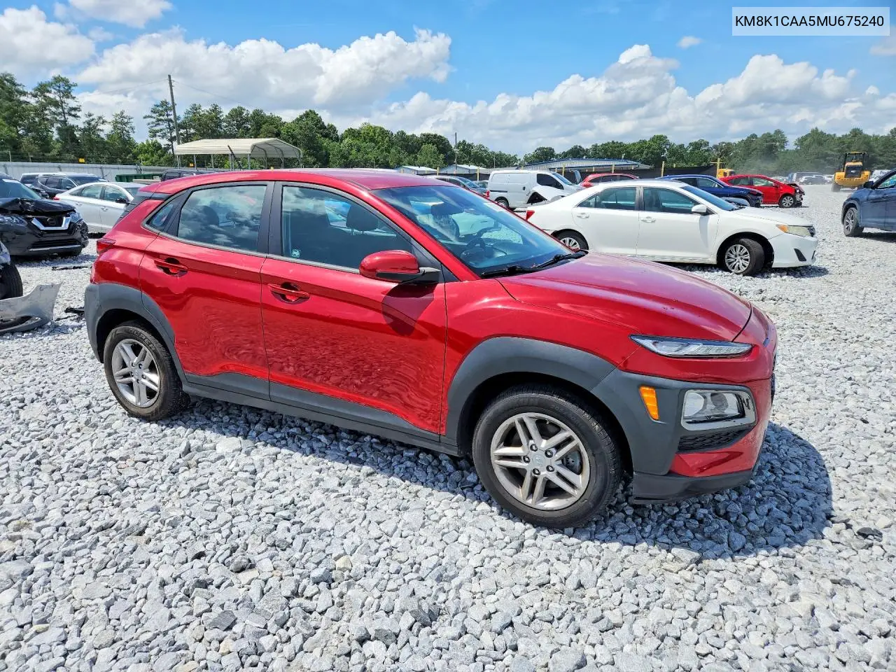 2021 Hyundai Kona Se VIN: KM8K1CAA5MU675240 Lot: 62160886