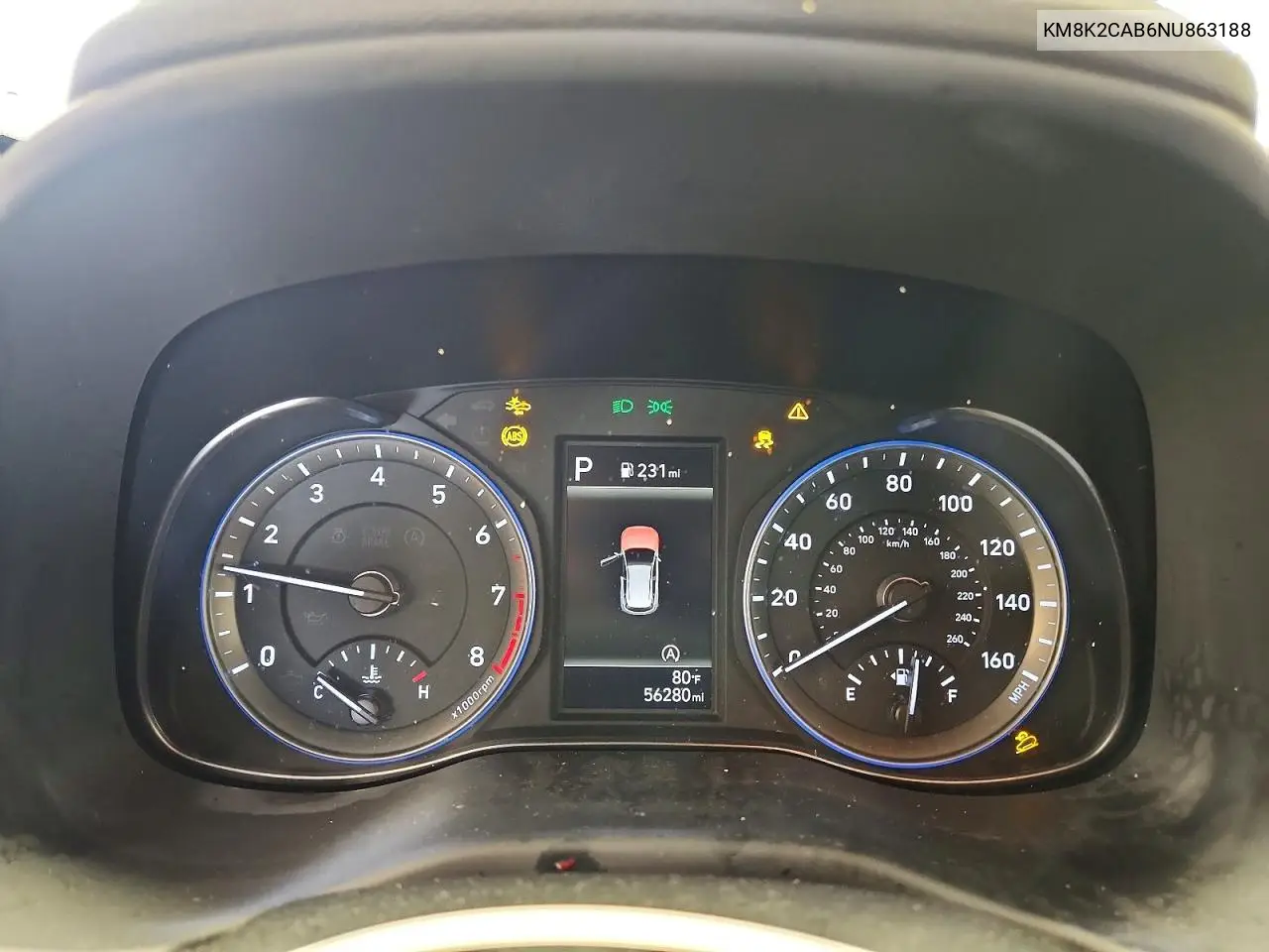 2022 Hyundai Kona Se VIN: KM8K2CAB6NU863188 Lot: 56610616